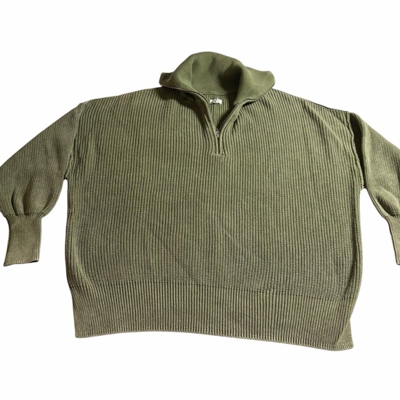 aerie Sweaters - Aerie | Beyond Quarter Zip Ribbed Sweater | Small | Olive Green